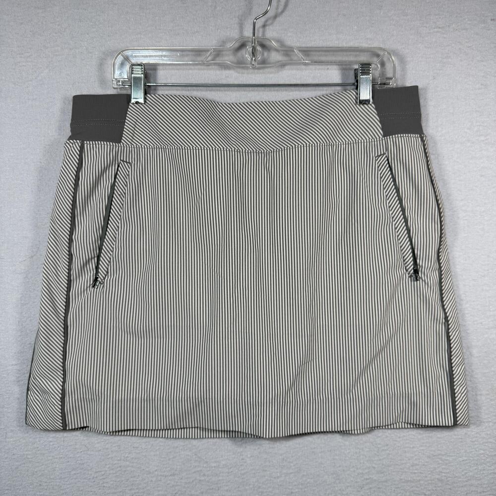 Athleta Skort Womens 14 Gray Striped Athletic Lined Pockets Tennis Activewear
